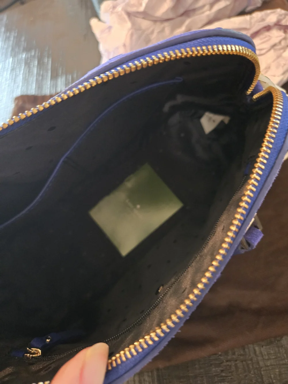 kate spade Blue Suede Fringe Satchel